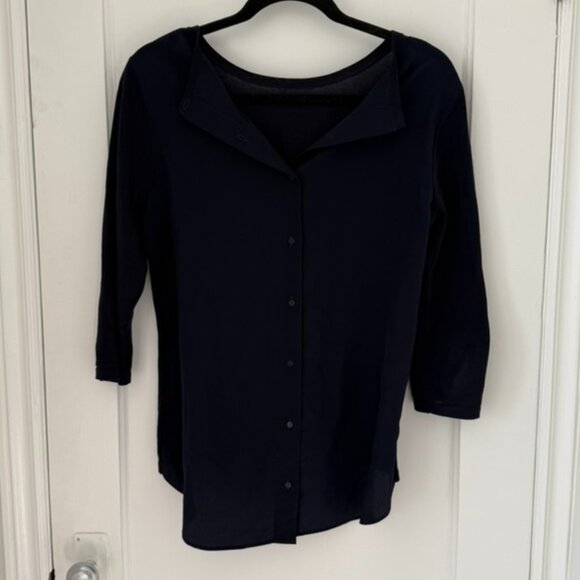 COS Silk & Cotton Navy Blouse Cardigan - Picture 1 of 3